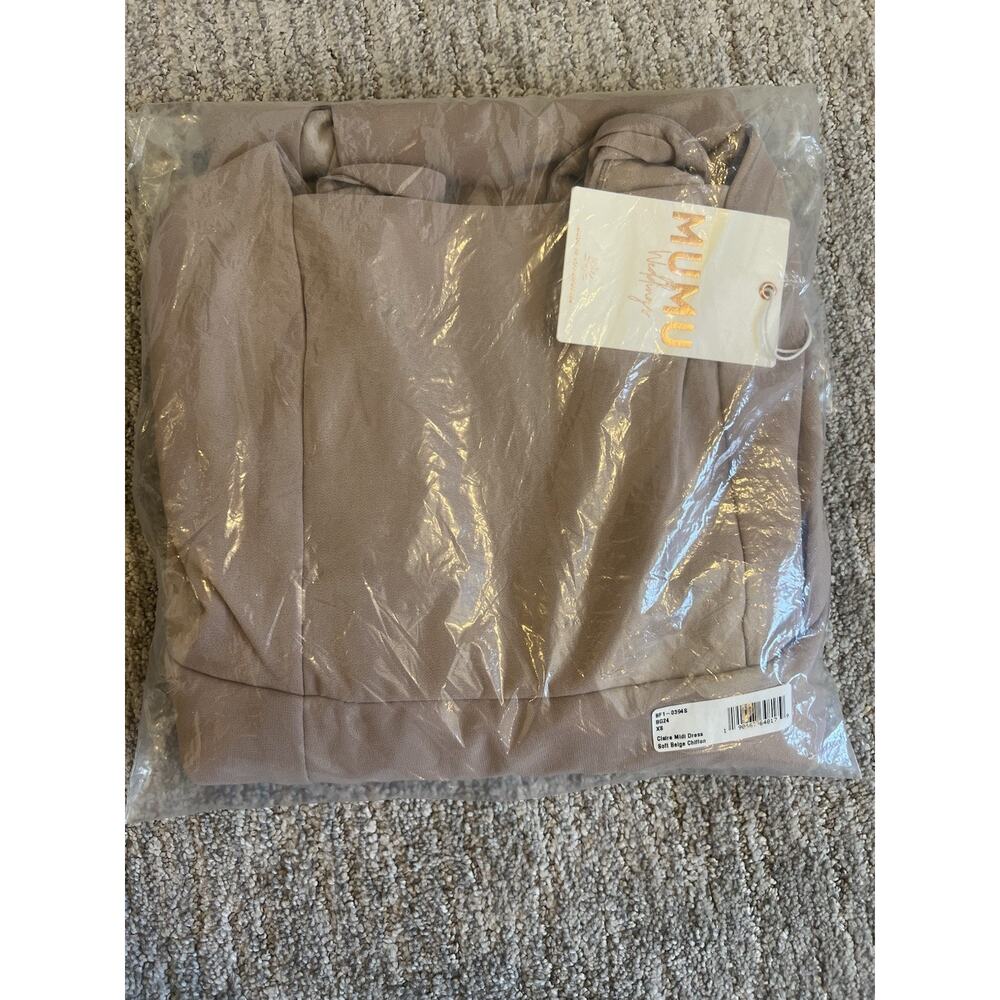 Show Me Your Mumu Claire Midi Bridesmaid Formal Dress Soft Beige NWT XS - Picture 4 of 5